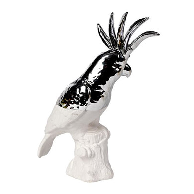 Statue cockatoo white, silver dip